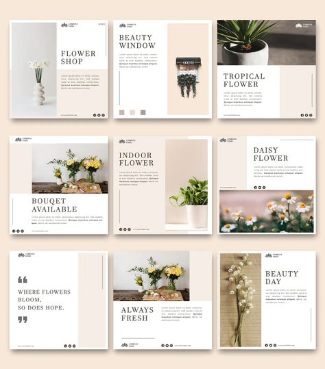 Florist Instagram Post Template PSD Florist Shop Instagram Feed, Promotional Instagram Post, Flower Feed Instagram, Florist Social Media Post, Flowers Post Instagram, Florist Instagram Content, Flower Post Instagram, Florist Content Ideas, Instagram Post Cover Ideas