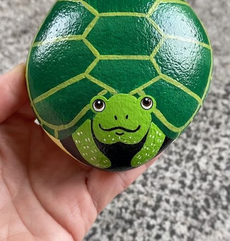 Turtle! 🐢 • • • #mamaski #mamaskisartistry #etsy #etsyshop #etsyseller #etsysellersofinstagram #painting #paintedrocks… | Instagram Turtle Painted Rocks Ideas, Turtle Painted Rocks, Turtle Rock, Turtle Painting, Rock Painting, Painted Rocks, Face Paint, Etsy Seller, Etsy Shop