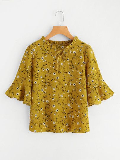 Shop Calico Print Flute Sleeve Frill Blouse online. SheIn offers Calico Print Flute Sleeve Frill Blouse & more to fit your fashionable needs. Chifon Dress, Flute Sleeve, Chiffon Shirts, Chiffon Shirt Blouse, Floral Ruffle Top, Frill Blouse, Anniversary Wishes, Apply Makeup, Shirt Blouses Tops