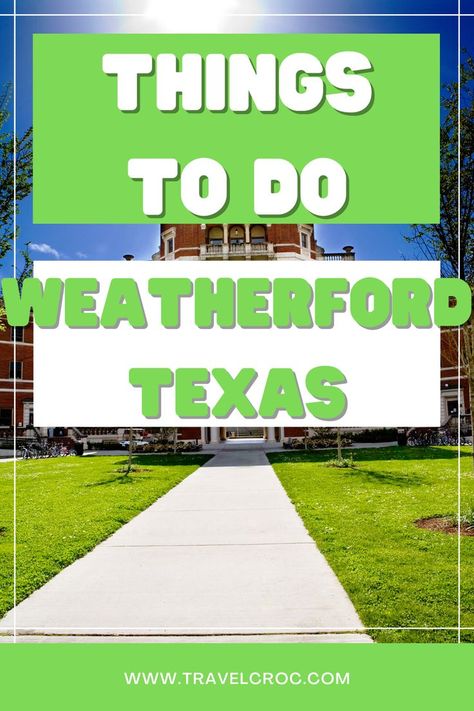 There are so many things to do in Weatherford, TX! Check out this local's guide to find out about some of the best attractions and activities in this charming small town. From outdoor recreation to arts and culture, you'll find something for everyone here. Don't miss out on all the fun – add Weatherford, TX to your travel list today! Weatherford Texas, Best Friend Activities, Friend Activities, Arts And Culture, Texas Travel, Travel List, Local Guide, Awesome Things, Best Vacations