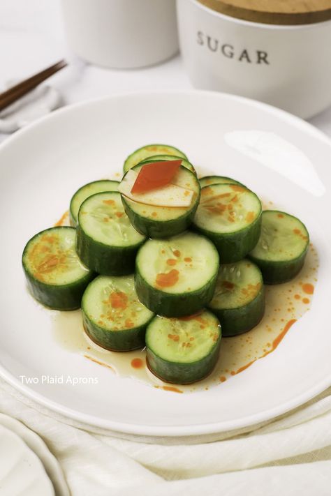 Din Tai Fung Cucumber Salad | Two Plaid Aprons Din Tai Fung Cucumber Recipe, Din Tai Fung Recipe, Din Tai Fung Green Beans, Plaid Apron, Din Tai Fung, Cooking Mama, Cucumber Recipes, Cucumber Salad, Asian Dishes