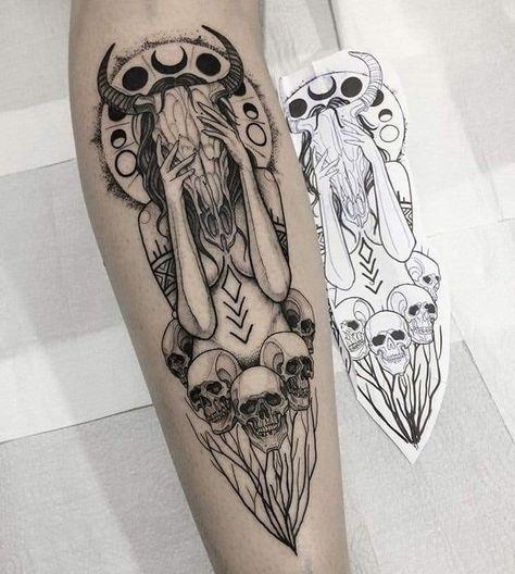 Scary Tattoo Designs, Forarm Tattoos, Wicked Tattoos, Witch Tattoo, Scary Tattoos, 4 Tattoo, Creepy Tattoos, Horror Tattoo, Badass Tattoos