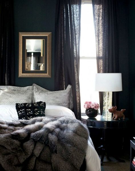 Is Your Bedroom Sexy? 10 Men Weigh In via @domainehome Sophisticated Bedroom, Moody Bedroom, Dark Bedroom, Small Bedrooms, Decor Ikea, Trendy Bedroom, Gray Bedroom, Fur Throw, Natural Home Decor