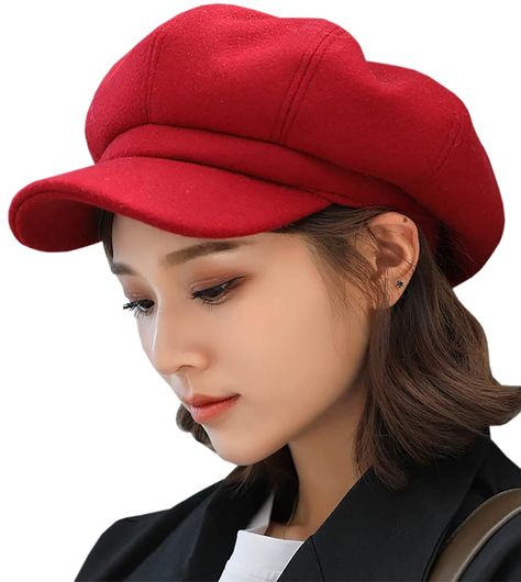 PRICES MAY VARY. Wool, Cotton Imported Elastic closure ♥️ Material: High-quality cotton and wool materials bring you a well wearing experience, which is soft, comfortable, breathable, not irritating the skin, not stuffy sweat, has no odor, light weight, elastic fabric, double-layer thickening, keeping you fell relax. ♥️ Cap Circumference: 22.06 " - 23.62 ", suitable for most people. Our cute warm winter newsboy hat are designed in perfect free size for all adults, and you could pull the rope to Grey Beret, Short Brim Hat, Newsboy Cap Men, Painter Hat, Berets Cap, Wool Berets, Casual Cap, Cap Men, News Boy Hat