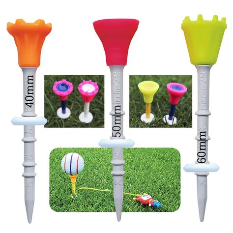 PRICES MAY VARY. no fabric product( this is plastic golf tees) Imported GREATER CONSISTENCY. BETTER SCORES. – Birdie79 Tee’s quick & easy adjustable height will enable you to drive consistency by eliminating one of the big variables that go into teeing off. (1) set height adjustment white silicone ring at right height for you and your club (2) stick tee in ground (3) start playing like the real you again (4) repeat. Tee off at the same exact height every time. You will love the added consistency Golf Tee, Silicone Ring, Golf Tees, Big Head, Golf Sport, Golf Game, Head Shapes, Play Golf, Golf Ball