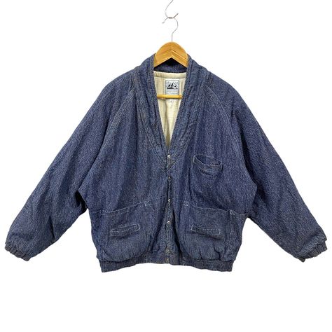 RARE Vintage Japanese Brand Edwin Workwear Jacket Denim Chore Coat Edwin Bomber Chore Jacket Americana Heavy Coat Jean Jacket Blue Medium Japanese Workwear Vintage, Americana Fashion Men, Kapital Denim, Japanese Workwear, Sick Clothes, Light Blue Jacket, Traditional Japanese Kimono, Workwear Vintage, Heavy Coat