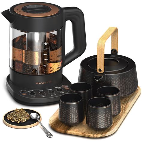 PRICES MAY VARY. THE ALL IN ONE SET FOR THE TEA LOVER! This luxurious set includes everything you need to brew and serve tea to perfection with precision and ease. An fully-automatic tea maker kettle. A ceramic tea set comprised of a high-end ceramic tea pot and 4 ceramic tea cups, and a wooden tray for serving. All luxuriously packed inside of a beautiful gift box that would pleasantly surprise anyone that opens it. BREW WITH PRECISION: The programmable glass kettle features different temperatu Luxury Tea Party, Tea Party Set, Luxury Tea, Glass Cup Set, Healing Tea, Tea Party Setting, Japanese Tea Set, Gift Luxury, Ceramic Tea Set