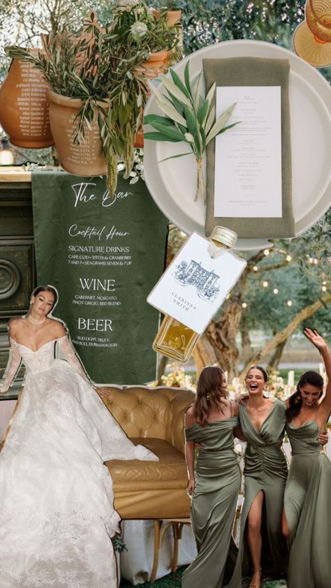 Olive farm wedding aesthetic. Green tones, organic wedding inspiration. Wedding Aesthetic Green, Olive Aesthetic, Olive Farm, Cranberry Wine, Olive Green Weddings, Green Wedding Colors, Aesthetic Green, Organic Wedding, Pinot Grigio