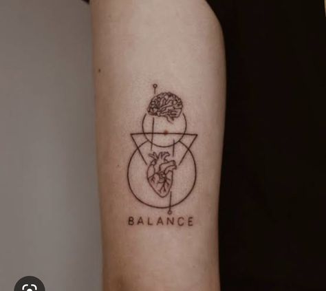 Balance Tattoo Heart And Mind, Heart And Mind Balance Tattoo, Heart Vs Mind, Heart Vs Brain, Brain Balance, Mark 10 9, Balance Tattoo, International Tattoo, Brain Tattoo