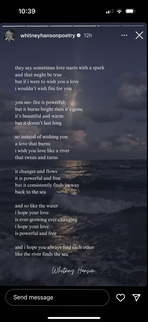 Wedding Poem Whitney Hanson, Love Poems For Wedding Ceremony Reading, Poems About Marriage, Water Poems, Blessing Poem, Scottish Wedding Traditions, Amalfi Wedding, Marriage Poems, Vows Quotes