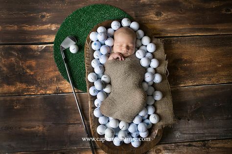 Newborn Golf Photography, Baby Golf Photoshoot, Golf Newborn Pictures, Golf Nursery Ideas, Golf Baby Nursery, Golf Nursery Baby Boy, Brooklyn Pictures, Grandkids Photography, Golf Nursery