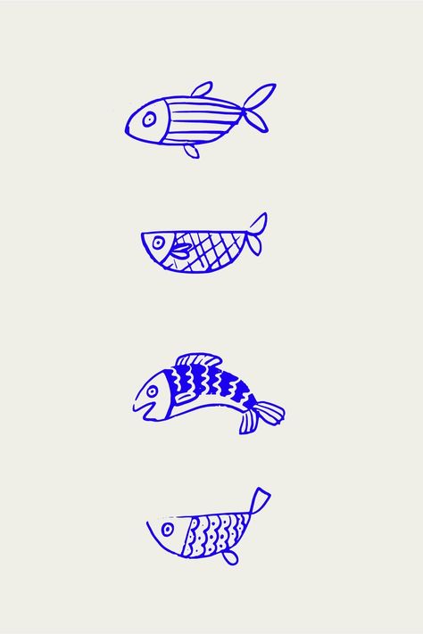 Fish Doodle Drawing, Fish Doodle Tattoo, Simple Fish Design, Simple Fish Illustration, Sardine Doodle, Fish Simple Tattoo, Fish Ceramics Pottery, Fish Stick And Poke, Fish Tattoo Fine Line