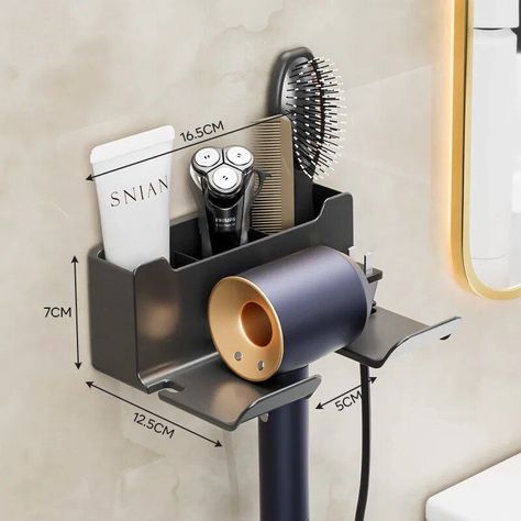 Double-Tier Eco-Friendly Wall Mounted Hair Dryer Holder - Wnkrs Hotel Washroom, Grooming Station, Hair Dryer Organizer, Hair Dryer Stand, Wall Mounted Hair Dryer, Dryer Stand, Hair Dryer Holder, Personal Grooming, Other Space