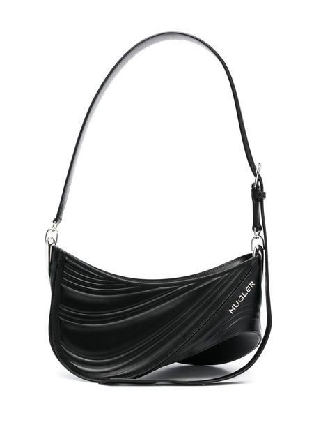 medium Spiral Curve 01 embossed crossbody bag from MUGLER featuring black, calf leather, silver-tone logo lettering, embossed detail, adjustable shoulder strap, top zip fastening and main compartment. This item is in size UNI and the color is Black Purse Aesthetic, Lady Dior Handbag, Expensive Bag, Luxury Bags Collection, Girly Bags, Cute Handbags, Fancy Bags, Luxury Purses, Pretty Bags