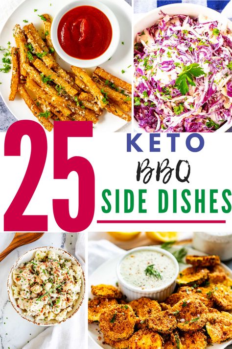 Low Carb Summer Recipes, Burger Sides, Keto Bbq, Burger Side Dishes, Grilled Side Dishes, Bbq Salads, Keto Burger, Bbq Side Dishes, Keto Side