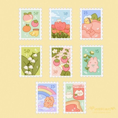 Stamp Stickers Printable, Cute Printable Stickers Kawaii, Cute Stickers Printable Aesthetic, Kawaii Stickers Printable Scrapbooking, Sticker Paper Ideas, Aesthetic Notebook Design, Cute Stickers To Print, Stickers Png Cute, Cute Stickers Ideas