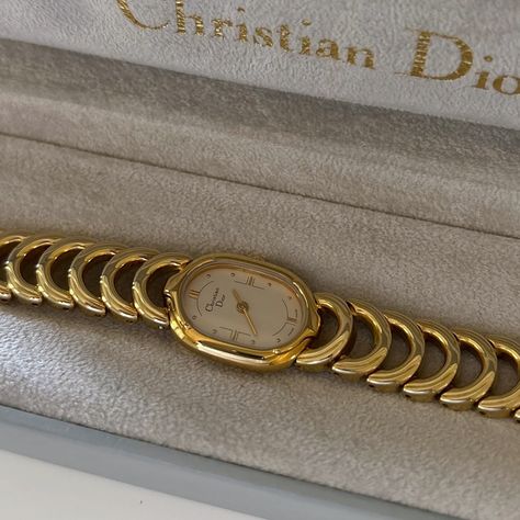 Vintage Dior Oval Gold Plated Watch will be available today at 5pm pacific time! Oval Gold Watches For Gifts, Luxury Gold Oval Watch, Oval Yellow Gold Watches For Gifts, Yellow Gold Oval Watch For Gift, Dior Jewerly, Vintage Gold Watch, Dior Necklace Vintage Gold, Dior Watch, Gold Plated Watch