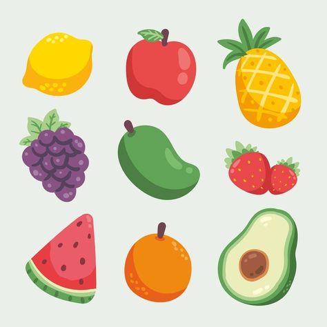 Fruit Doodle, Fruit Icons, Fruit Cartoon, Draw Hands, Fruits Drawing, Fruit Vector, Food Banner, Id Card Template, Fruits Images