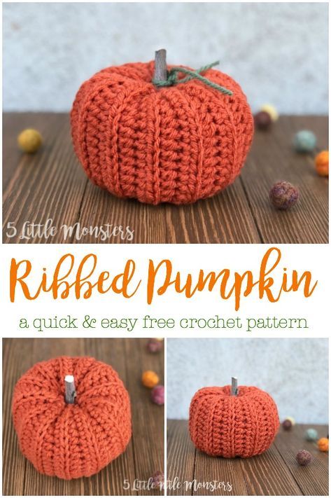 Quick and Easy Ribbed Crocheted Pumpkin. The easiest way to make a crocheted pumpkin. Crocheted Pumpkins, Crochet Pumpkins, Fall Crochet Patterns, Halloween Crochet Patterns, Fall Patterns, Crochet Fall, Holiday Crochet, Crochet Pumpkin, Halloween Crochet