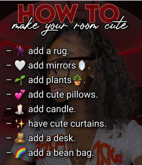 Things For Ur Room, Room Ideas List, Room Decor Aesthetic Ideas, Baddies Hairstyle, Diy Ideas Bedroom, Room Theme Ideas, Clean Room Checklist, Room Cleaning Tips, Design My Room