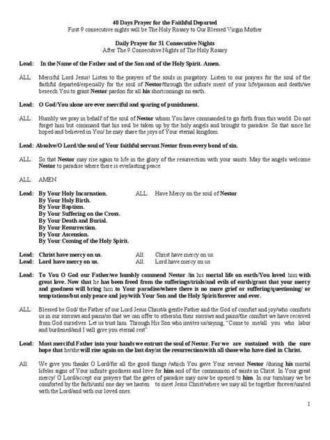 40 Days Prayer for the Faithful Departed First 9 consecutive nights will be The Holy Rosary to Our Blessed Virgin Mother Daily Prayer for 31 consecutive nights. Sorrowful Mysteries Of The Rosary, Apostle's Creed, 40 Days Of Prayer, Sorrowful Mysteries, Sample Prayer, Mysteries Of The Rosary, God's Mercy, Glory Be, Apostles Creed