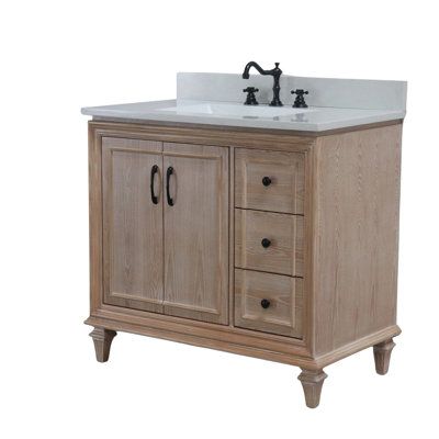 Quartz Sink, Under Sink Cabinet, Vanity Shelves, Engineered Quartz, Furniture Bathroom, Freestanding Vanity, How To Waterproof Wood, Wood Bathroom Vanity, Close Door