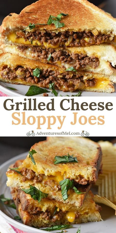 Cheese Sloppy Joes, Grilled Cheese Sloppy Joe, Dorm Food, Panini Recipes, Homemade Sloppy Joes, Sloppy Joes Recipe, Grilled Cheese Recipes, Sloppy Joe, Läcker Mat