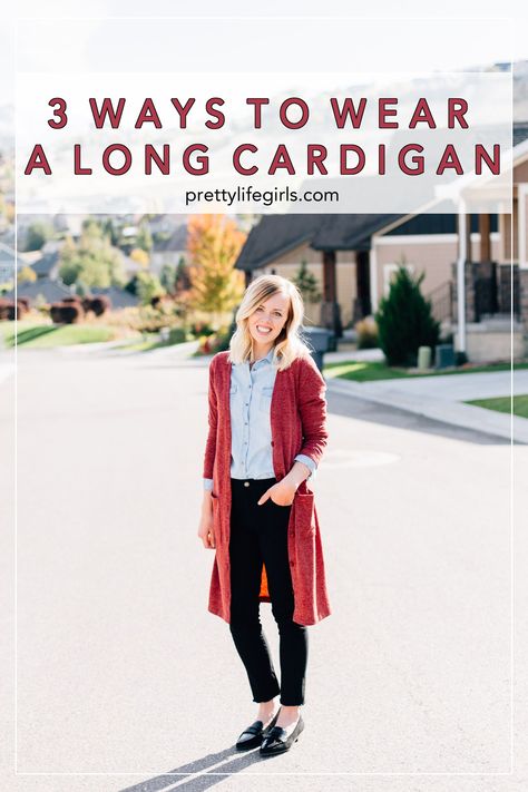 How To Wear A Long Cardigan, Long Cardigan Outfit Fall, Duster Cardigan Outfit, Duster Outfit, Long Cardigan Outfit, Long Duster Cardigan, 3 Ways To Wear, Long Open Cardigan, Pretty Life