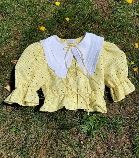 MaisonCléo Angele Cotton Yellow Gingham Blouse Diy Tricot, Gingham Blouse, Yellow Gingham, Tie Front Blouse, Dakota Johnson, Jane Austen, Cotton Blouses, Fashion Sewing, Who What Wear