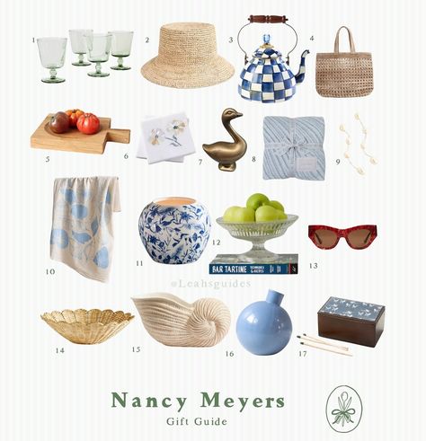 Coastal Grandmother + Nancy Meyers Inspired Gift Guide 🍋🐚🌊 #coastalgrandmother #coastalstyle #nancymeyers #giftguide #giftsforher #giftsforwife #giftideas #leahsgiftguide #homefinds #stylefinds #summerstyle Gifts for her. Gifts for mom. Mom gifts. Mother’s Day gifts. Mother’s day gift ideas. Wife gifts. Spouse gifts. Daily Style Guide | Outfit Ideas | Eclectic | gift ideas | Spring Accessories | Home Decor Ideas | Wishlist | Spring Fashion | Spring wardrobe | Gift Guide | Spring inspiratio... Nancy Meyers Outfits, Eclectic Gift Ideas, Texas Farmhouse, Spouse Gifts, Eclectic Gifts, Farmhouse Coastal, Nancy Meyers, Design Boards, Wife Gifts