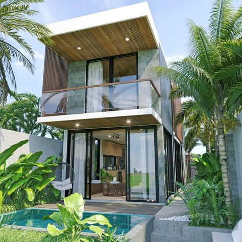 Development - Tiny Villas in Bali Villa House Design, Tiny Villa, Balinese Villa, Bali Architecture, Villas In Bali, Bali Style Home, Caribbean Homes, Small Villa, Bali House