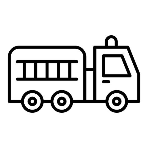 Fire Truck Line Icon Simple Firetruck Drawing, How To Draw A Fire Truck, Fire Truck Drawing Easy, Fire Truck Preschool, Starfish Activities, Truck Doodle, Fire Truck Clipart, Fire Truck Drawing, Truck Icon