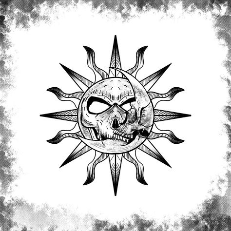 Tattoo ideas, tattoo design, skull design, skull drawing, illustration ideas, sun design #art #tattoo #illustration #design Sun And Moon Chest Tattoo For Men, Sun Moon Skull Tattoo, Sun Drawing Design Simple, Sun And Skull Tattoo, Scary Skull Tattoo, Sun And Moon Skull Tattoo, Sun Skull Tattoo, Tattoo Design Drawings Simple, Tattoo Peito