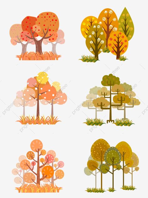 Simple Trees Drawing, Simple Tree Illustration, Cute Tree Illustration, Autumn Tree Illustration, Cute Tree Drawing, Tree Illustration Simple, Autumn Tree Drawing, Tree Drawing Illustration, Cartoon Autumn