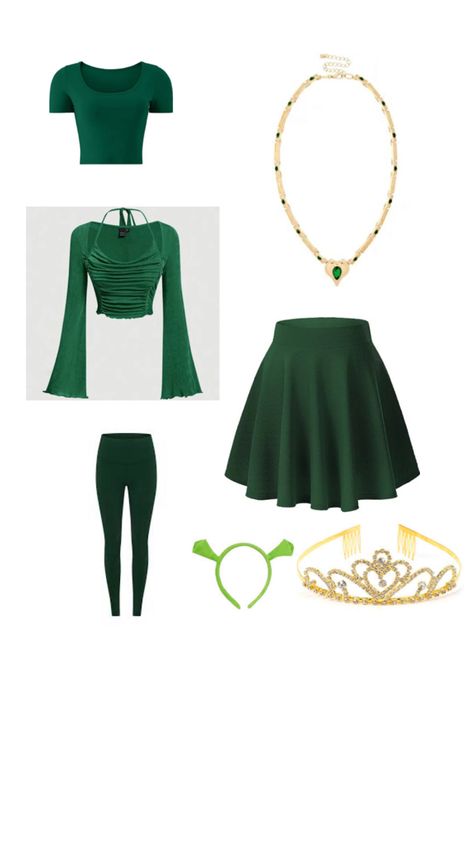 Princess Fiona Costume Diy, Easy Diy Shrek Character Costumes, Easy Shrek Character Costumes, Shrek Character Costumes Women, Diy Fiona Costume Shrek, Fiona Shrek Costume, Shrek Cosplay Woman, Fiona Costume, Fiona Shrek