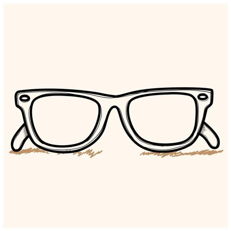 Vector illustration. Hand drawn doodle retro sunglasses horn rimmed glasses. Cartoon sketch. Decoration for greeting cards, posters, emblems, wallpapers How To Draw Sunglasses, Sunglasses Drawing Easy, Glasses Drawing Easy, Drawing Of Glasses, Chibi Glasses, Sunglasses Doodle, Draw Sunglasses, Glasses Doodle, Sunglasses Sketch