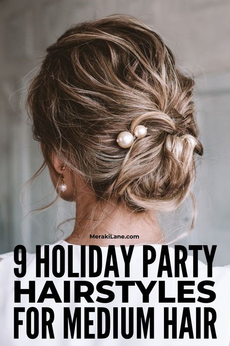 27 DIY Holiday Party Hairstyles for Every Hair Length | From office parties, to get togethers with friends, to family celebrations, and New Year's extravaganzas, there is a lot to celebrate and you need simple and easy hairstyles to take you from day to night. Whether you have short, medium length, or long hair with or without bangs, we have an updo for you! From half up looks, to braided styles, to chic hair buns, and everything in between, we have a festive holiday hairstyle for you! Cute Party Hairstyles, Hair Styles For Party Night, Party Hair Tutorial, Party Hairdo, Easy Party Hairstyles, Holiday Party Hair, Hairstyles Design, Beauty Hair Color, Chic Hair