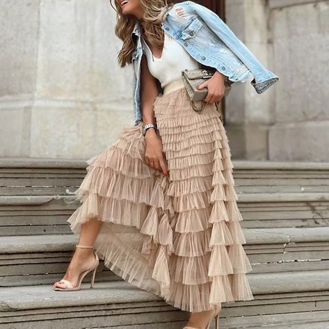 Ruffle dress long