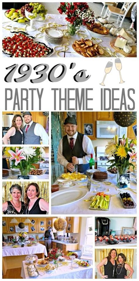 When my husband turned 35, we celebrated in style – 1930’s style! This would make for a fun new years eve party as well! #nye #party #birthday #partydecor #partyideas #newyears   I had so much fun planning this 1930’s party for my husband’s 35th birthday. It was a long time in the works, but it … Slip And Slide Party, 1930s Party, Decades Party, Prohibition Party, Decade Party, 89th Birthday, 1930's Style, 90's Birthday Party, Crafting Inspiration