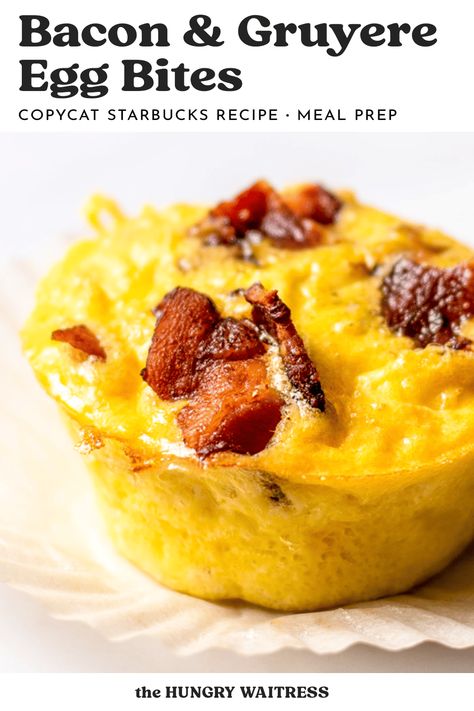 This is such a great egg bite recipe to have on hand. It's a copycat Starbucks bacon egg cup recipe with cottage cheese mixed in and baked in a muffin tin in the oven. They make a great meal prep breakfast recipe. These bacon and gruyere egg bites will become your next family staple! #Eggbites #EggCups #MealPrep #BreakfastRecipe #StarbucksEggBite #EggBitesMuffinTin #BaconEggMuffinCups Bacon And Gruyere Egg Bites, Gruyere Egg Bites, Recipe With Cottage Cheese, Bacon Egg Cups, Bacon Egg Muffins, Egg Cups Recipe, Bacon Muffins, Eggs In Muffin Tin, Cottage Cheese Eggs