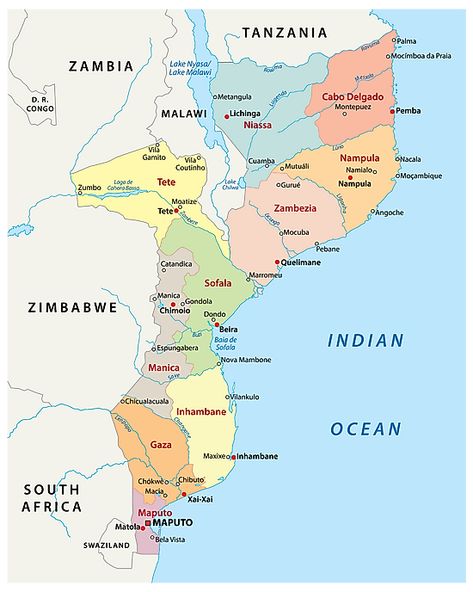 Provinces of Mozambique Map Us Map With Cities, Mozambique Map, Africa Countries, Africa Outline, Mozambique Flag, Maputo Mozambique, Nigeria Travel, Continents And Countries, Zambezi River