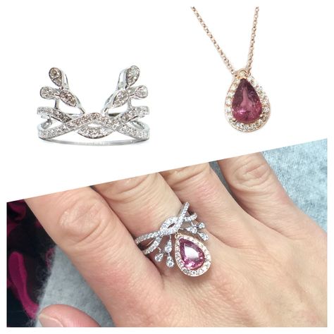 Ring Pendant, Ring Diamond, Pink Tourmaline, Diamond Pendant, Diamond Rings, Tiara, Tourmaline, Diamond Ring, Fine Jewelry