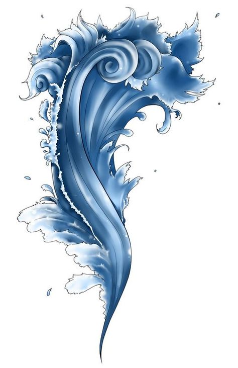 If I could have a design similar to this for fire, earth, and air I would love to put these on my ankles as an Avatar tattoo. Japanese Water Tattoo, Wellen Tattoo, Aquarius Tattoo, Water Tattoo, Ocean Tattoos, Theme Tattoo, Japanese Water, Hawaiian Tattoo, Watercolor Ocean