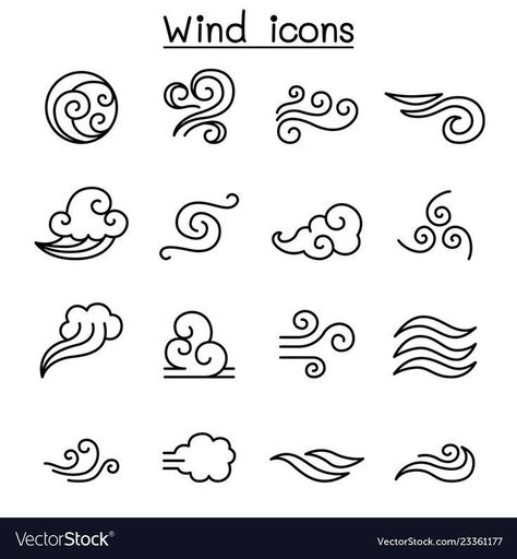 Wind Symbol, Wind Logo, Symbole Tattoo, Wind Icon, Wind Tattoo, Air Symbol, Wind Drawing, Air Tattoo, Zestaw Ikon