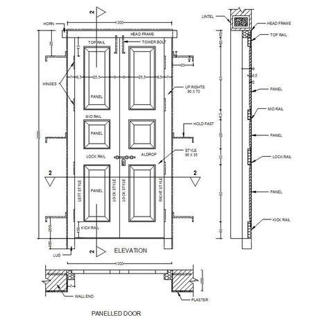 Detailed Drawings Interior Design, Doors Details Drawing, Door Details Drawing Architecture, How To Draw Section From Plan, Sections And Elevations, Door Details Drawing, Door Plan Architecture, Drawing Doors Sketches, Door Section Detail Drawing