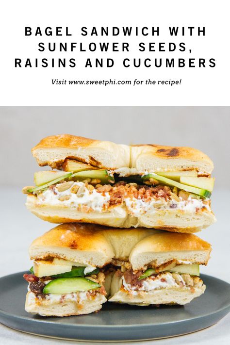 Bagel Sandwich Lunch, Bagel Lunch, Bagel Ideas, Easy Bagel, Bagel Sandwich Recipes, Cucumber Sandwiches Recipes, Wisconsin Food, Bagel Toppings, Bagel Sandwich