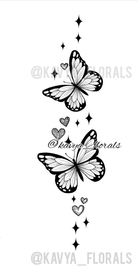 Butterfly Tattoos Meaningful, Lower Leg Tattoos Women Butterflies, Forearm Tattoos Butterflies, Cute Tattoos For Women Leg, Butterfly And Hearts Tattoo, Tattoos To Trace, Butterflies And Hearts Tattoo, Neck Tattoo Stencils For Women, Begginer Tattoo Designs For Women