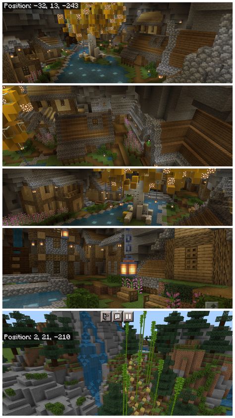 Minecraft House In Mountain Inside, Cave Home Entrance Minecraft, Underground Minecraft Village, Minecraft Underground Village Ideas, Minecraft Cave Village Ideas, Underground Village Minecraft, Minecraft Cliff Village, Minecraft Mountain Entrance, Cave Village Minecraft