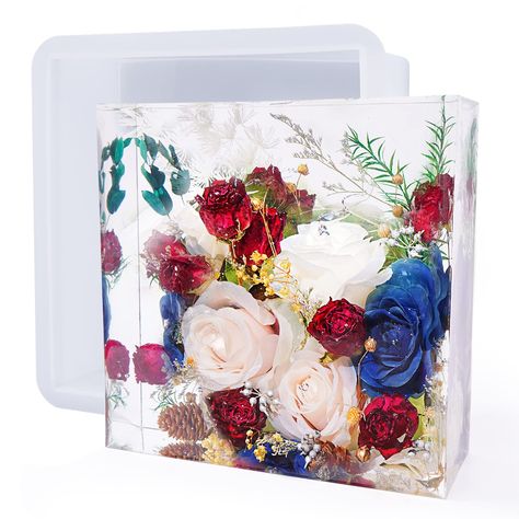 PRICES MAY VARY. Large Square Resin Molds: package includes 1 x Square Mold, also comes with a wooden support to prevent deformation; the dimensions measure 8inch x 8inch x 3inch; you can make any resin project with a height under 3 inch according to your needs, such as 1inch,1.5inch,2inch,2.5inch,3inch etc, perfect size for embedding various items like dried flowers, gemstone crystal, DIY unique resin decoration, resin paperweight, table decors, home decors, botanical decors. Large Resin Silico Large Silicone Molds, Epoxy Resin Molds, Crystal Clear Epoxy Resin, Molds For Resin, Clear Epoxy Resin, Epoxy Resin Table, Botanical Decor, Casting Resin Molds, Clear Epoxy