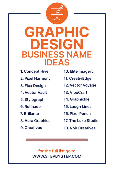 Graphic Design Business Name Ideas Graphic Design Business Names, Unique Business Names Ideas Creative, Catchy Business Name Ideas, Flux Design, Design Company Names, Ideas Name, Unique Business Names, Shop Name Ideas, Business Name Ideas